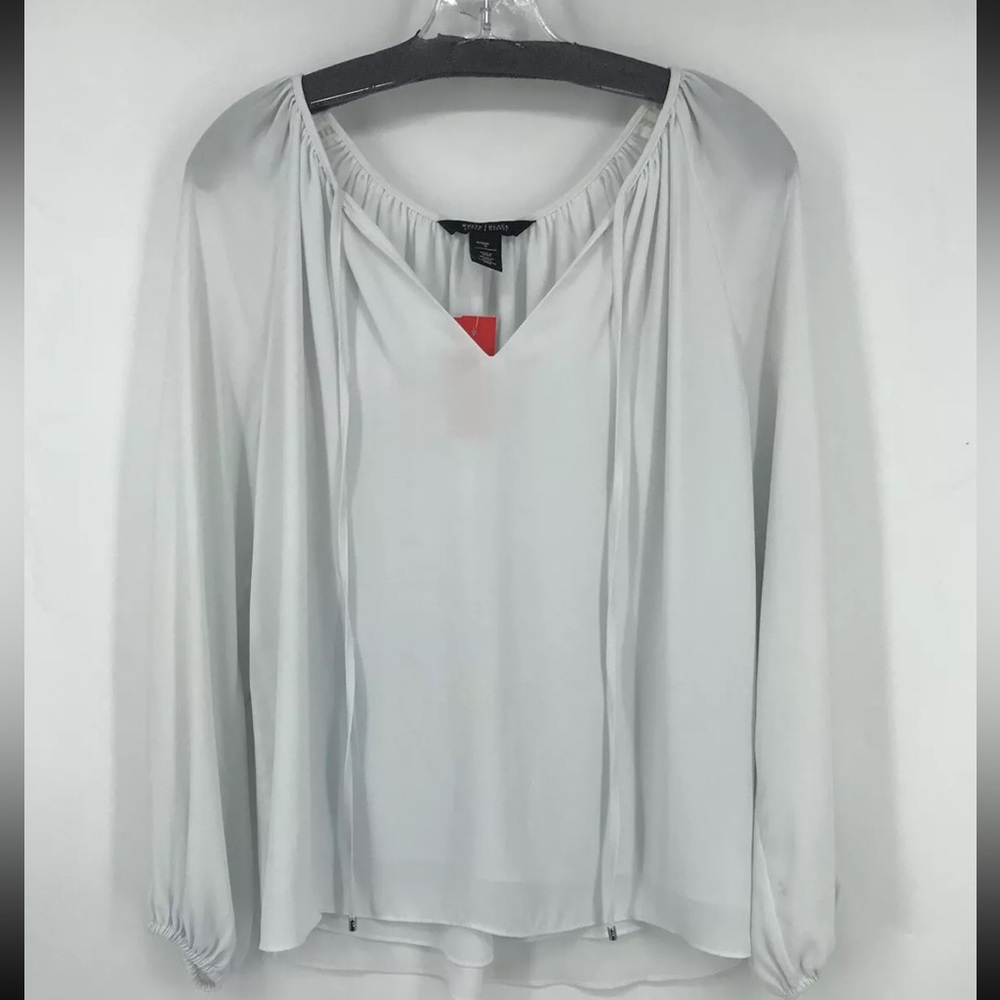 NWOT White House Black Market Long Sleeve Tie Neck Blouse Size 6